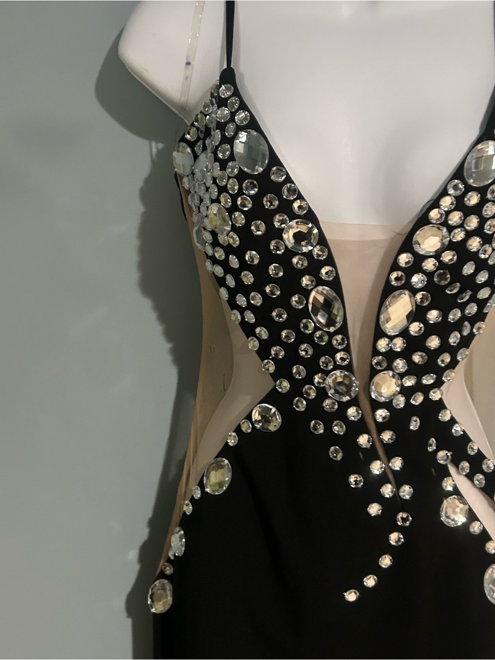 Fashion Nova Black and Nude High-Low Embellished Evening Dress - Picture 2 of 10